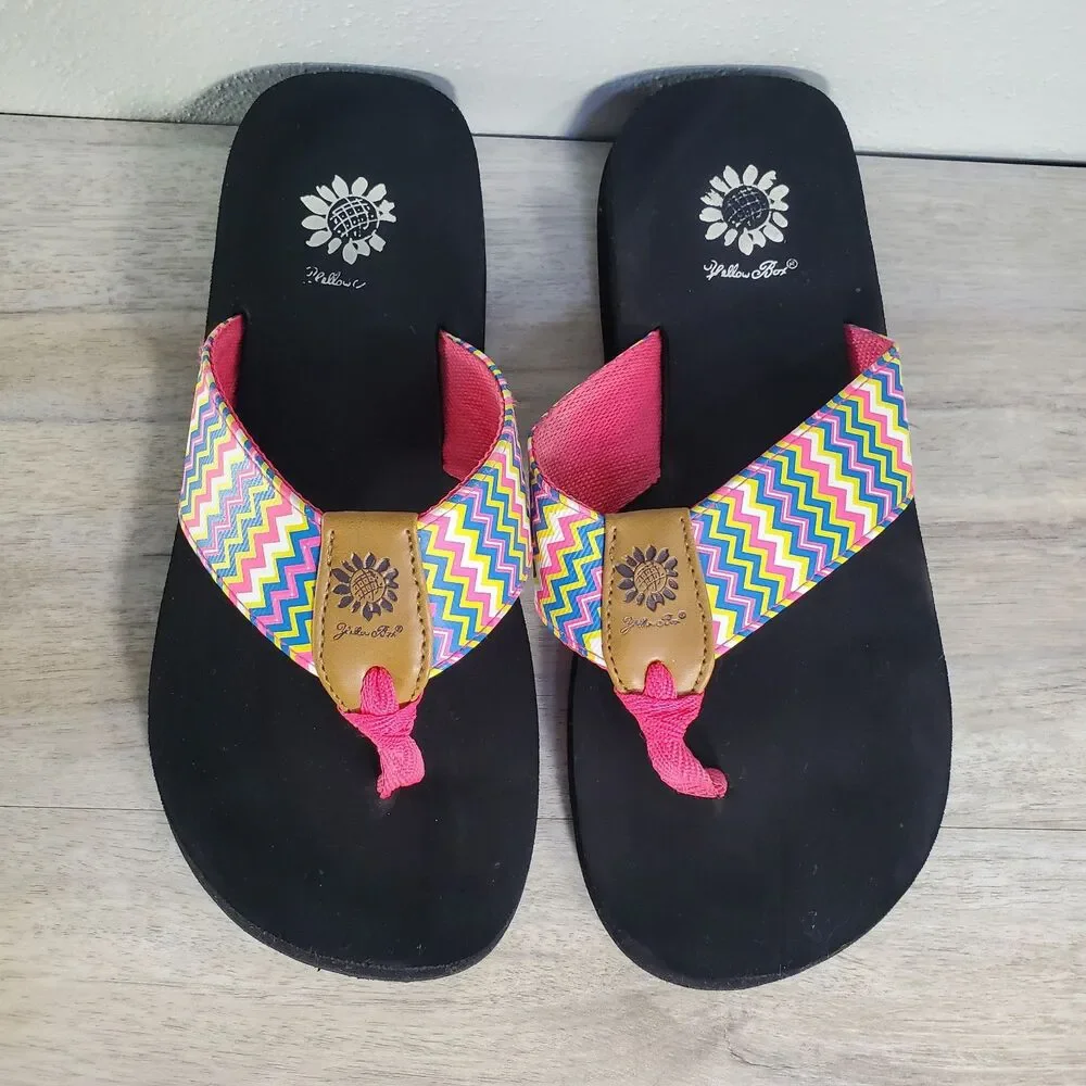 Women's Yellow Box Mellow Mat 8.5 Sandal Flip Flop Summer Beach Shoes - Picture 4 of 12